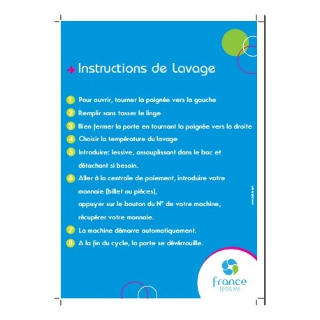 Instructions de lavage pour laverie automatique